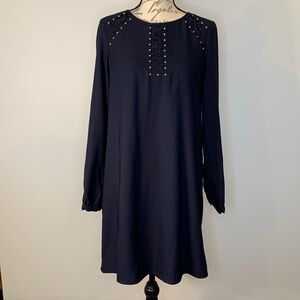 NWT Jessica Simpson long sleeve shift dress lace and gold stud detail lined 8